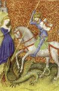 unknow artist Saint George Slaying the Dragon,from Breviary of john the Fearless oil painting reproduction